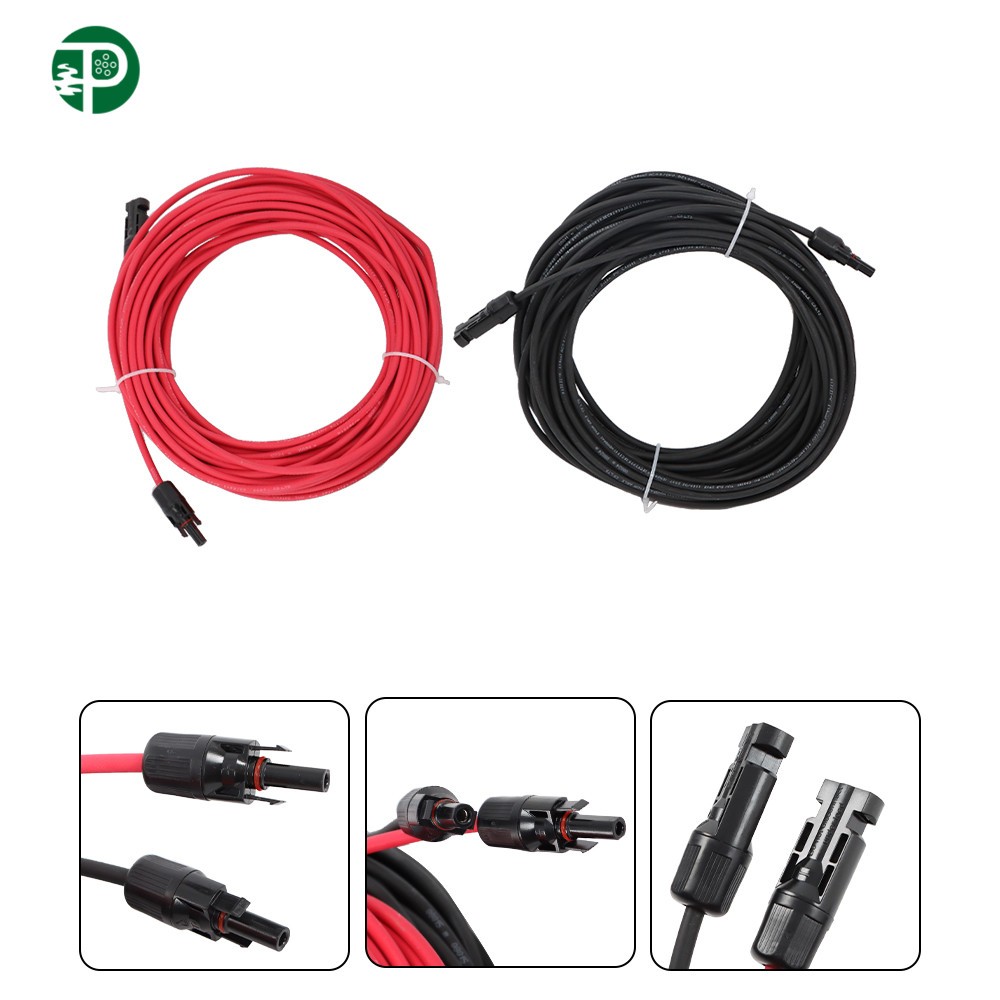 1 Pair (Black + Red) 4mm² Solar Cables Extension Cable Wire+Connector 12AWG 20M