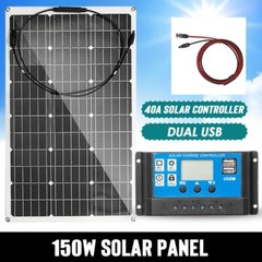 150W Monocrystalline Solar Panel High Efficiency Durable RV Marine Boat Off Grid