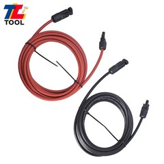 1Pair Black + Red 10AWG 15ft Solar Panel Extension Cable Wire Connector