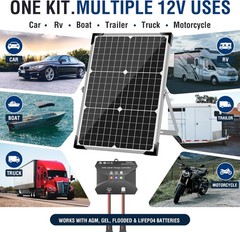 Versatile 30W Waterproof Solar Panel Kit with Adjustable Mount for All Vehicles