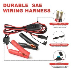 SAE Battery Alligator Clips Wire Harness with On/Off Switch 7.9ft/2.4m 16AWG,…
