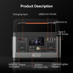 Flashfish P63 Portable Power Station 520Wh 500W Solar Generator Refurbished