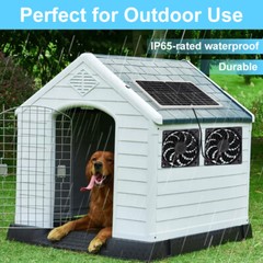 Solar Panel Dual Fan Kit 20W Waterproof Pro Outdoor Dog House Chicken Coop Shed