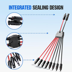 Integrated Solar Connector 2-8 Y Branch Parallel PV Adapter Cable Wire Plug Tool