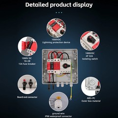 PV Combiner Box 1-in-1-out 1000V DC IP65 Waterproof Surge Lightning Protection