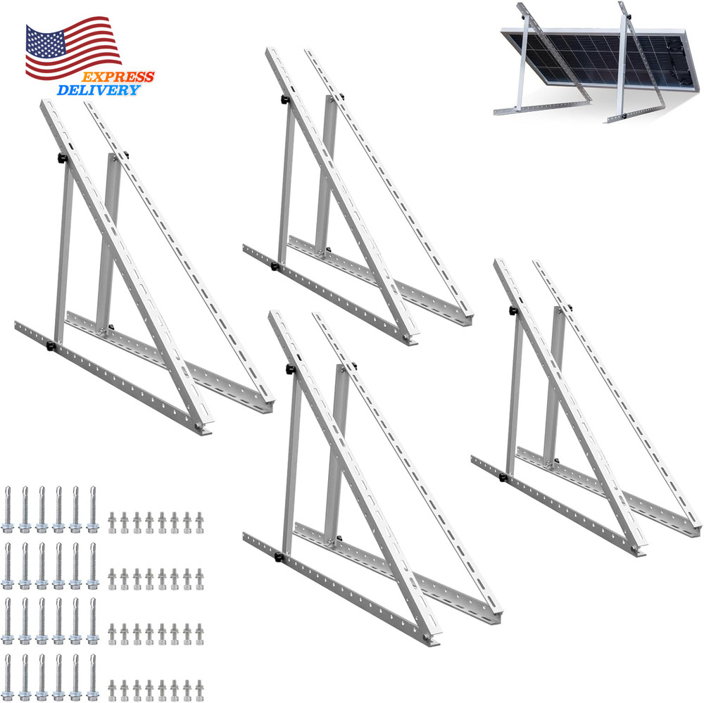 45″ Adjustable Solar Panel Tilt Mount Brackets with Foldable Tilt Legs 4 Sets US