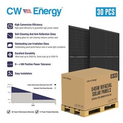 CW Energy CWT545WP Bifacial Perc Monocrystalline 545W Solar Panel (Pallet of 30)