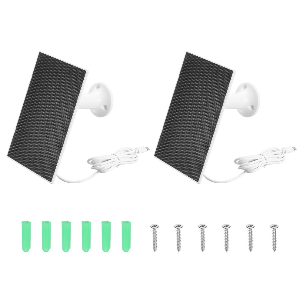 2Pcs Solar Panel, 3W 6V USB Solar Panel Charger with 360 Wall Mount, White