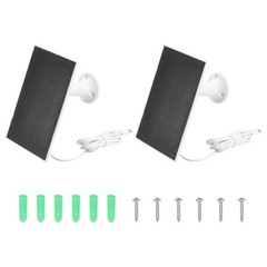 2Pcs Solar Panel, 3W 6V USB Solar Panel Charger with 360 Wall Mount, White