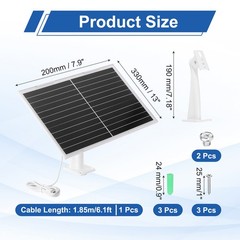 Solar Panel, 12W 12V USB Solar Panel Charger with Wall Mount, White