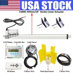 Complete 18″ Linear Actuator Anemometer LCD Single Axis Solar Tracker System SJ