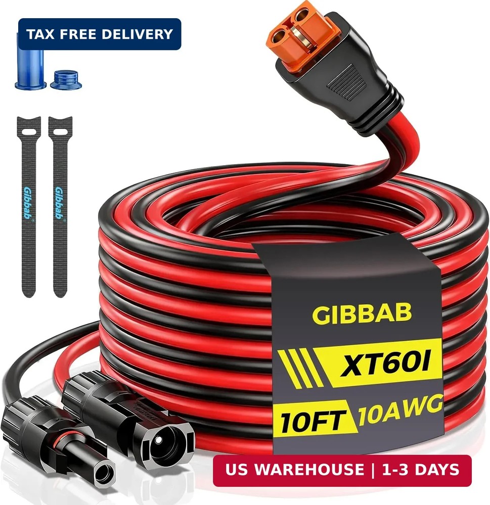 10FT 10AWG Solar to XT60i, 3 6 10 16 20 25FT Solar Panel Connector to XT60i-F Ad