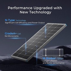 100W Solar Panel N-Type, 100 Watt Solar Panel 16BB 25% High-Efficiency, N-Typ…