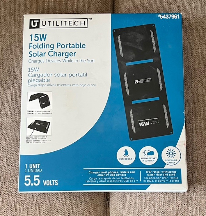 Utilitech 15W Folding Portable Solar Charger