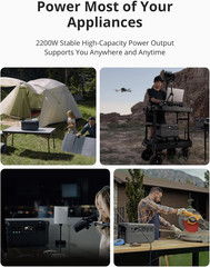 Power 1000 Portable Power Station, 1024Wh Lifepo4 Battery, 2200W (Peak 2600W) AC