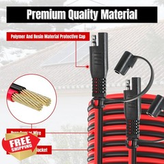 unrulysoul 10FT 16AWG SAE Extension Cable Solar RV