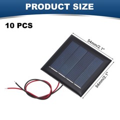 10 Pcs 2V 0.26W 130mA Mini Solar Panels with 2 Cable 54mm x 54mm