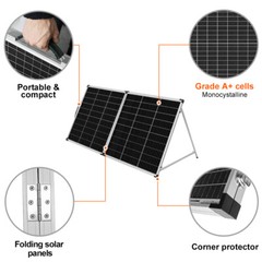 Dokio 200W Portable Foldable Solar Panel Kit for Car Battery/RV/Garden/Home
