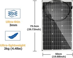 150W Flexible Solar Panel 12V Battery Charging Off Grid for Home RV Boat Camping