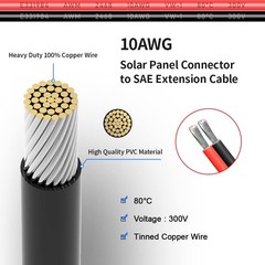 ELFCULB 10AWG 50FT Solar Connector to SAE Adapter 2 3.3 10 20 35 50 FT SAE So…