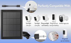 5W Solar Panel Charger 2Pack 12FT Extension Cable for Stick up Camera & Pro