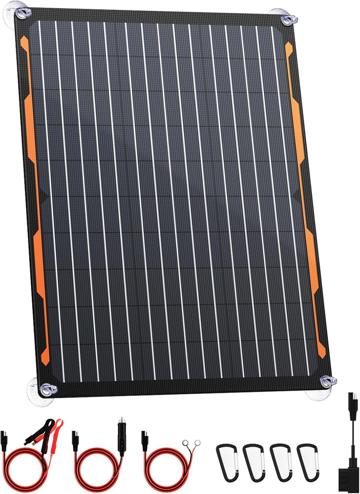 20W 12V Solar Panel Charger Kit with Built-In Charge Controller – Portable Water