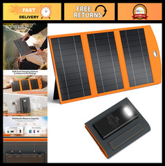 10,000mAh Solar Power Bank & 30W Foldable Solar Panel, Fast Charge USB-C/USB-A,
