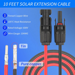 Solar Cable Entry Gland with 10Ft 10AWG Solar Extension Cable,Through RV Roof So