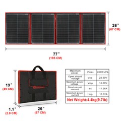 Dokio Portable 200W Solar Panel Kit Foldable Flexible for RV Camping Off Grid