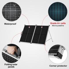 DOKIO Foldable Solar Panel 100 Watt Monocrystalline Solar Suitcase Portable w…