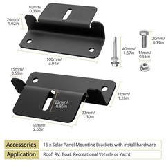 16PCS Solar Panel Mounting Z Bracket for RV Roof, Black