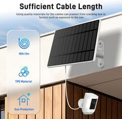 Solar Panel for Ring Camera, 6W Solar Charger for Ring Stick up Cam Plus/Pro & S