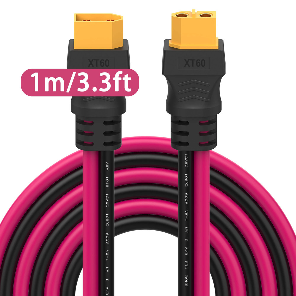 XT60 Extension Cable 12AWG XT60 to XT60 Cable, with Male to Female Connectors Su