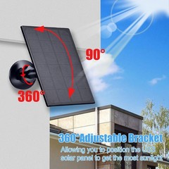 Zivif Solar Panel for Security Camera, 2W Solar Charger with Micro USB & USB-C P