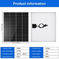 New Solar Panel 4pcs 100W 12V Monocrystalline Solar Panel with Solar Connector