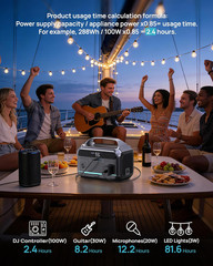 Portable Power Station 600W (1200W Peak), 288Wh Solar Generator Lifepo4 Battery