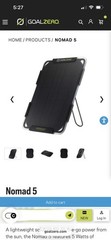 Goal Zero Nomad 5 Portable 5V Monocrystalline Solar Panel, Camping/Hiking