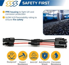 Pack of 2 Solar Y Branch Connectors – IP68 Waterproof Solar Panel Cable Conne…