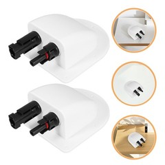 2Pcs Dual Wire Entry Gland Solar Panel Junction Box ABS White