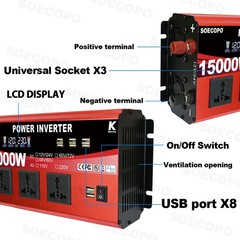 15000W Peak Solar System Kit 2pcs Flexible Panel DC12V/24V AC110V/220V Inverte