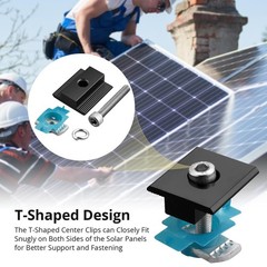 Anbte 10 PCS Solar Panel Clamps for Standard Unistrut, 40 mm, Black | 6 x T-S…