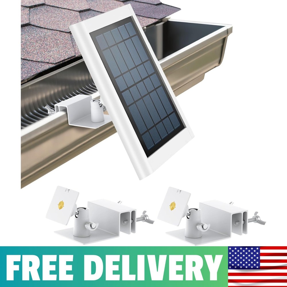2Pack Gutter Mount For Solar Panel, No Drill Aluminum Alloy Bracket With 360°