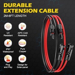 Solar Extension Cable 3FT, 10AWG Waterproof Male/Female