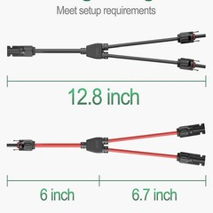 4 Pair Solar Connectors Y Branch Parallel Adapters 10AWG Cable for Solar Panel