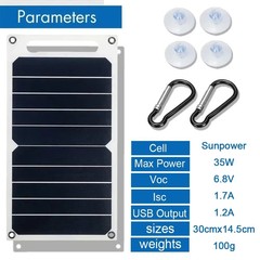 Portable Solar Panel 5V 35W Sunpower USB Charger Compatible Smartphone