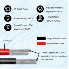 Solar Panel SAE Connector Cable – 20FT 10AWG Male-to-Female