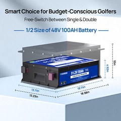 48V 50Ah LiFePO4 Lithium Battery Deep Cycle with Monitor for Golf cart Home RV