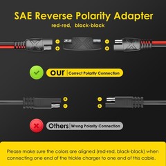 SAE To SAE Extension Cable Pure Copper Cord Wire Connectors W/Adapter 16 AWG 30′