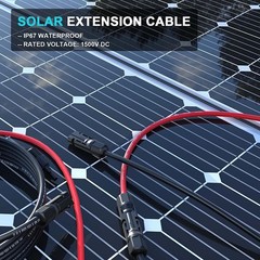 50ft Black +50ft Red 10AWG Solar Panel Extension Cable Flexible Wire Connectors
