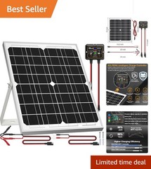High-Efficiency 20W Solar Battery Maintainer with Adjustable Mounting Bracket
